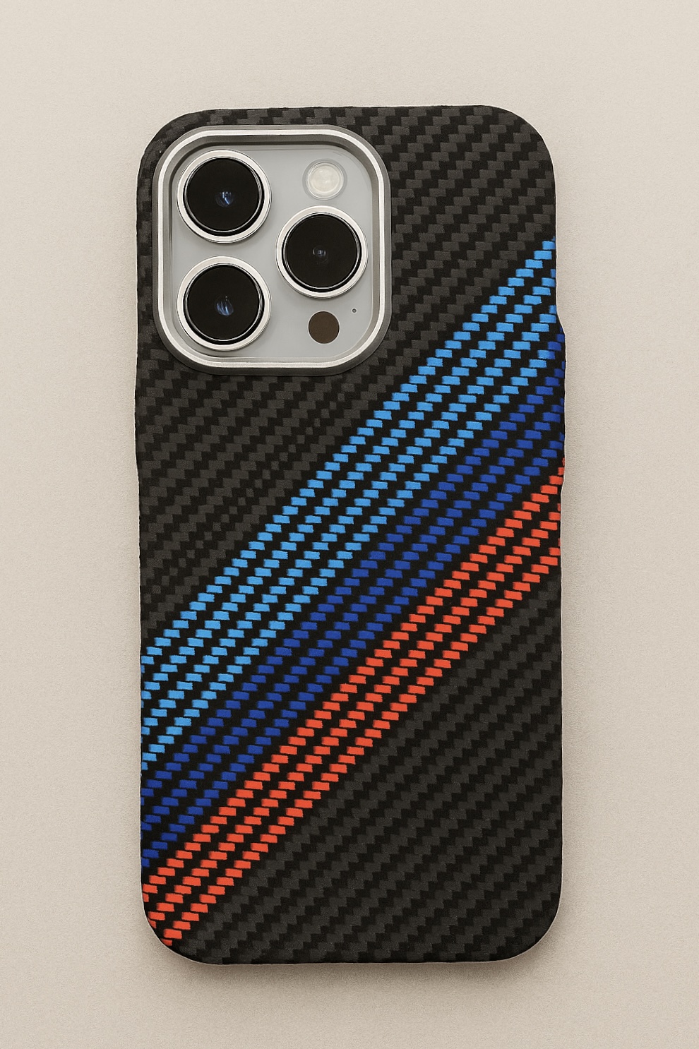 Luxo Life MagSafe Carbon Fiber Texture Back Case with Metal Camera Frame For iPhone