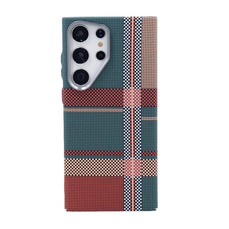 Luxo Life MagSafe Carbon Fiber Texture Back Case with Metal Camera Frame For Galaxy S Series