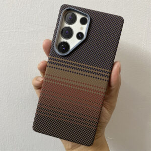 Luxo Life MagSafe Carbon Fiber Texture Back Case with Metal Camera Frame For Galaxy S Series