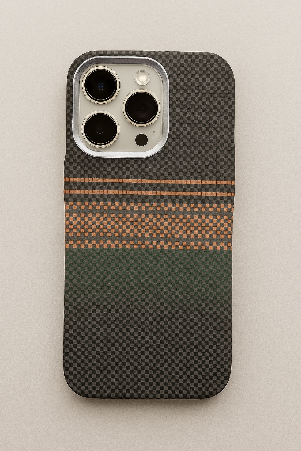 Luxo Life MagSafe Carbon Fiber Texture Back Case with Metal Camera Frame For iPhone