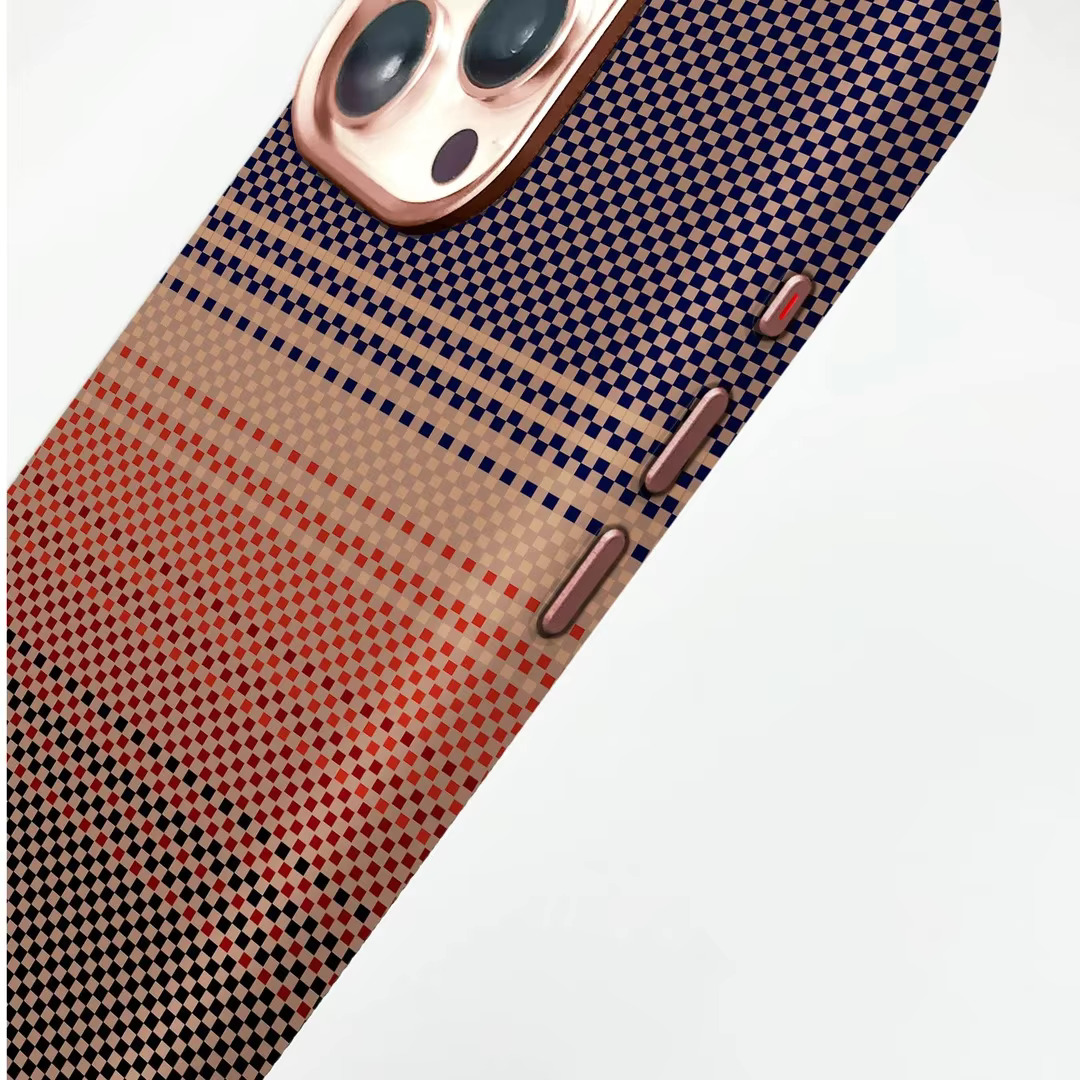 Luxo Life MagSafe Carbon Fiber Texture Back Case with Metal Camera Frame For iPhone