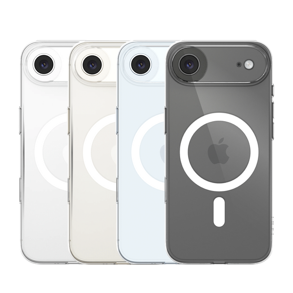 J-Case Crystal Series Transparent MagSafe Case With Metal Button For iPhone 17 Series