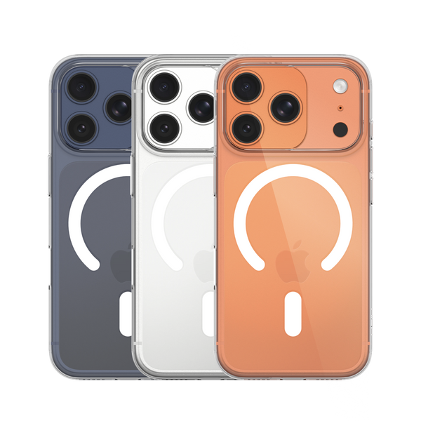 J-Case Crystal Series Transparent MagSafe Case With Metal Button For iPhone 17 Series