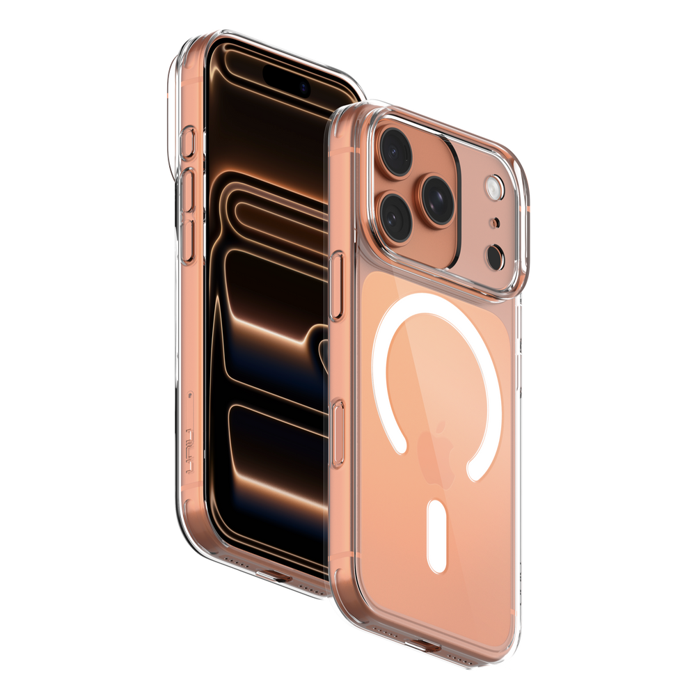 J-Case Crystal Series Transparent MagSafe Case With Metal Button For iPhone 17 Series