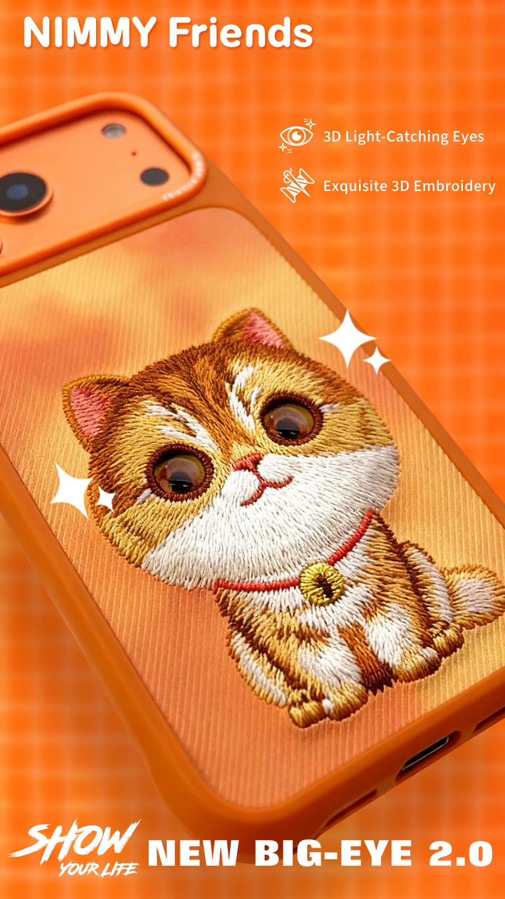 Nimmy Friends Big Eyed Pet 2.0 Cat Print Case For iPhone 17 Series (Orange)
