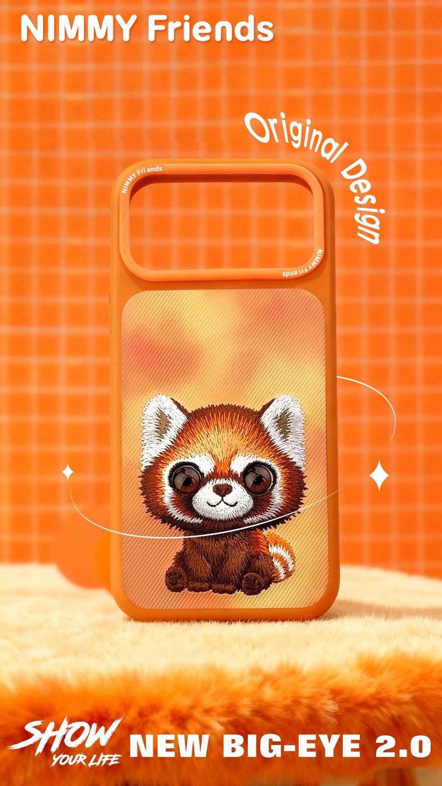 Nimmy Friends Big Eyed Pet 2.0 Raccoon Print Case For iPhone 17 Series (Orange)