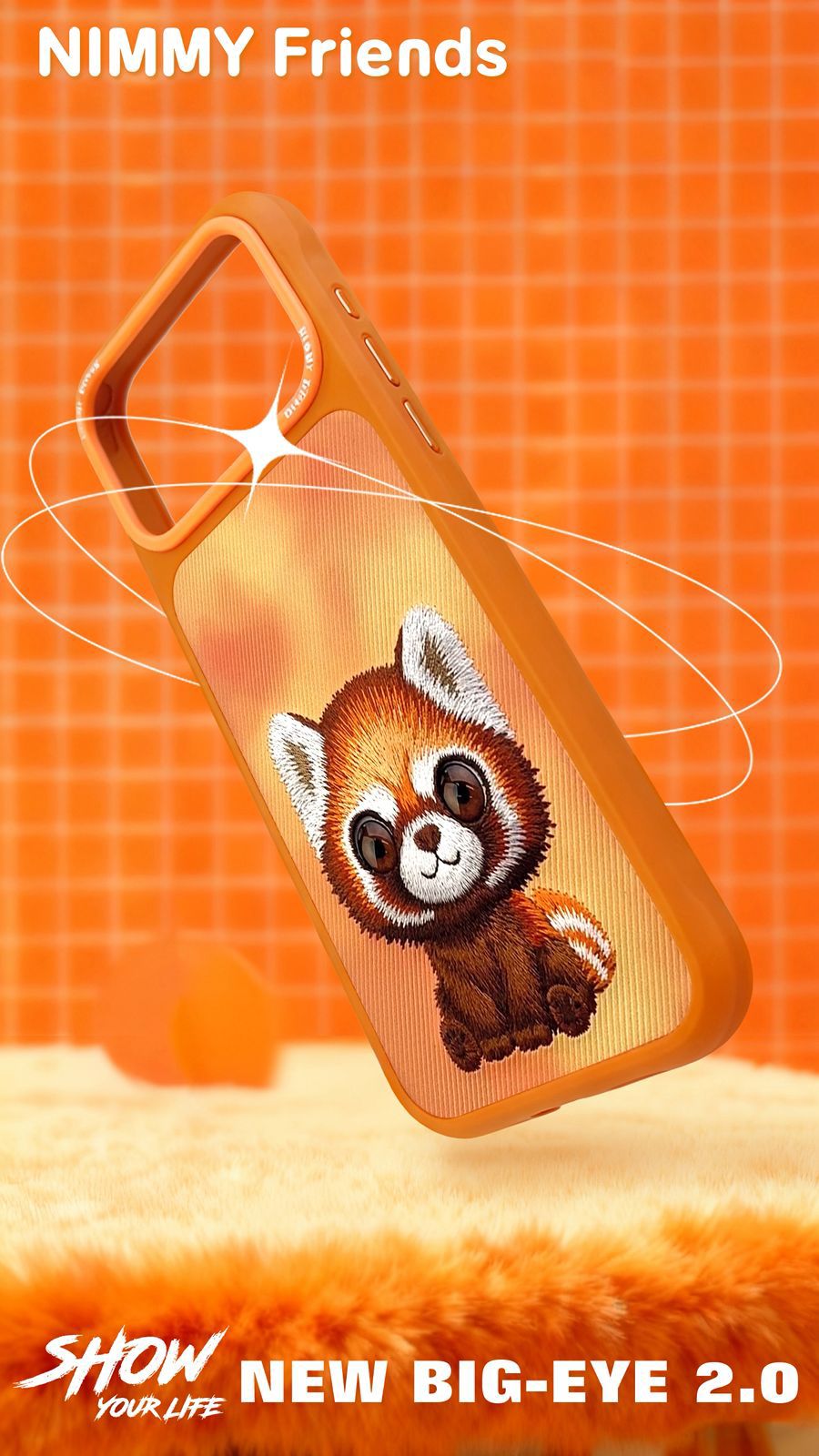Nimmy Friends Big Eyed Pet 2.0 Raccoon Print Case For iPhone 17 Series (Orange)