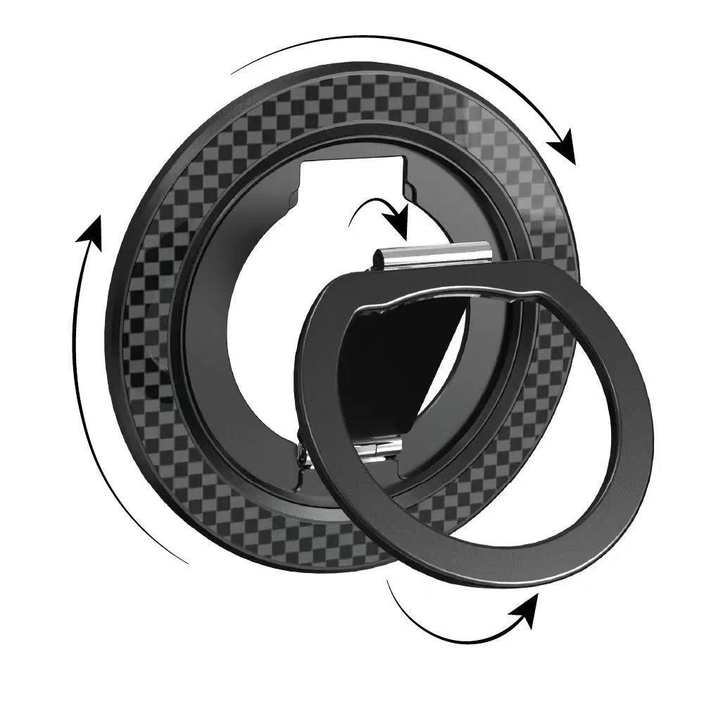 Magnetic Ring Stand With Carbon Finish and 360° Rotation